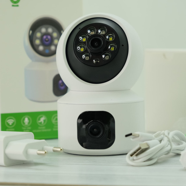 Беспроводная видеокамера Smart Wi Fi SQ001-W-L 2 в 1 (2 камеры, день/ночь, датчик движения, тревога, SD card)